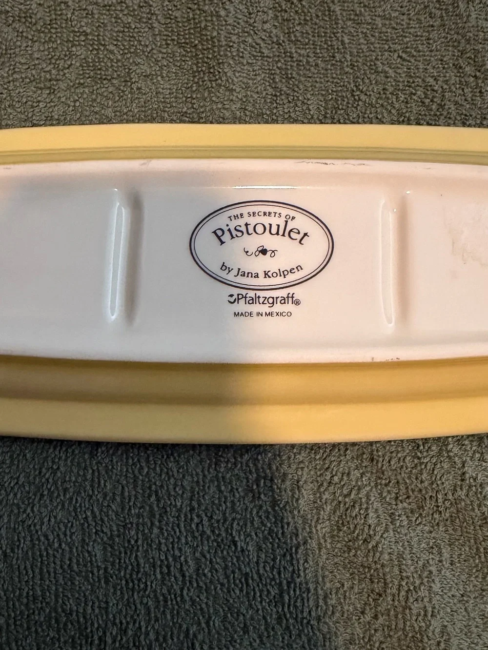 Painted Ceramic Divided Serving Tray in Yellow and Green Pistoulet/ Pfaltzgraff